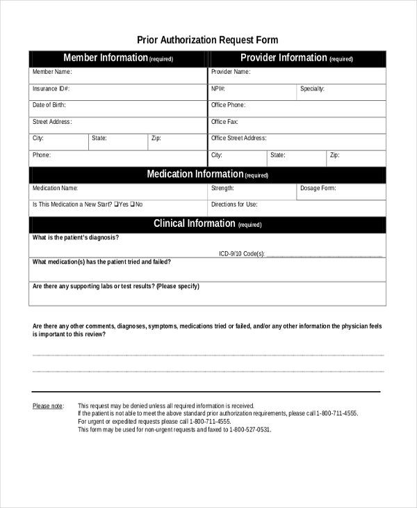 medicare prior authorization form