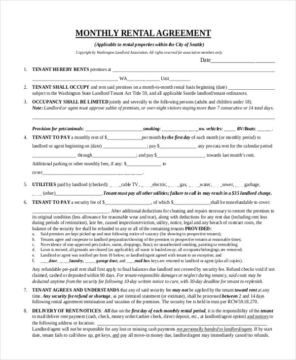 month to month rental agreement pdf