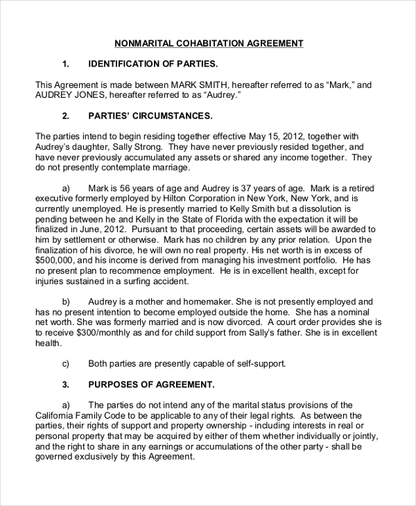 FREE 8 Sample Cohabitation Agreement Forms In PDF MS Word