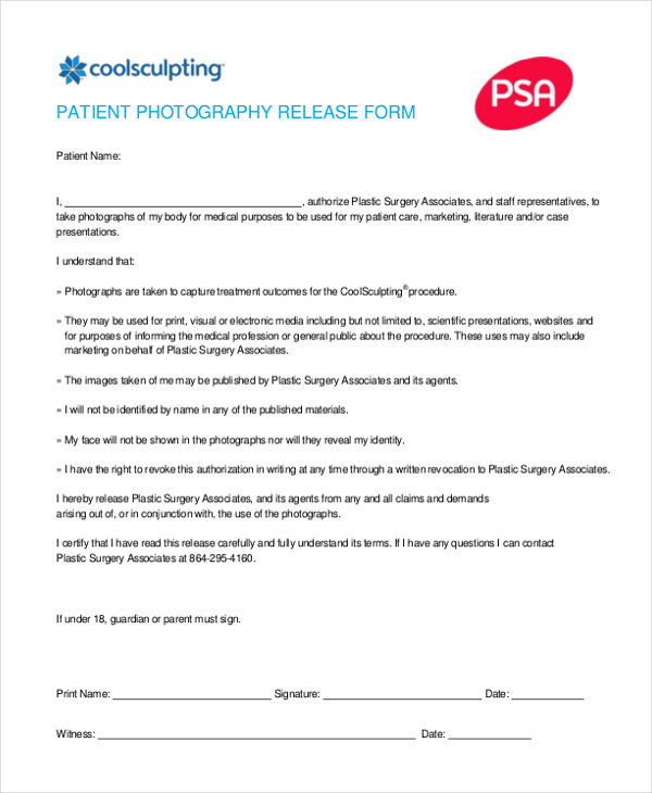 patient photography release form