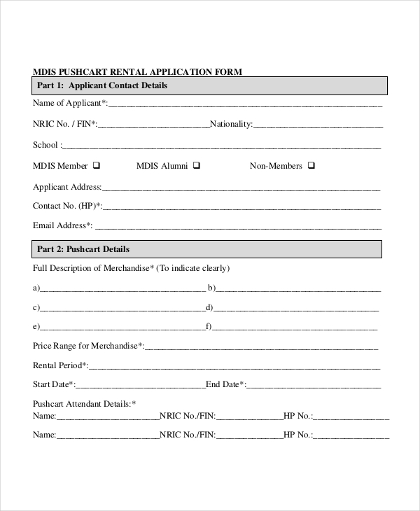 Free 13 Sample Rental Application Forms In Pdf Excel Ms Word 4602