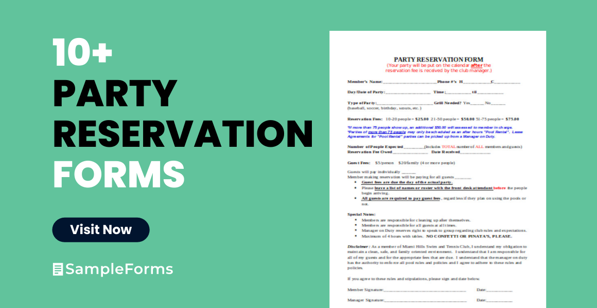 party reservation form