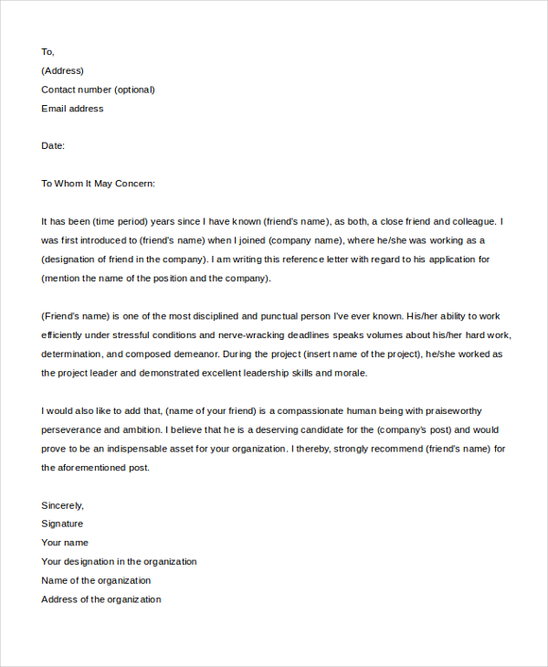 FREE 8+ Personal Letter of Recommendation Samples in MS Word | PDF