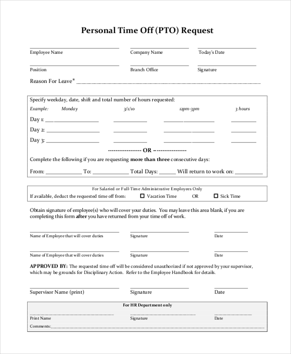 FREE 13+ Sample Time Off Request Forms in PDF MS Word Excel