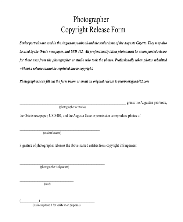 photography copyright release form