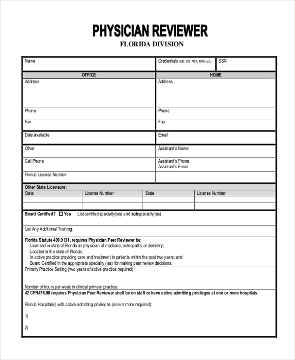 physician peer review form