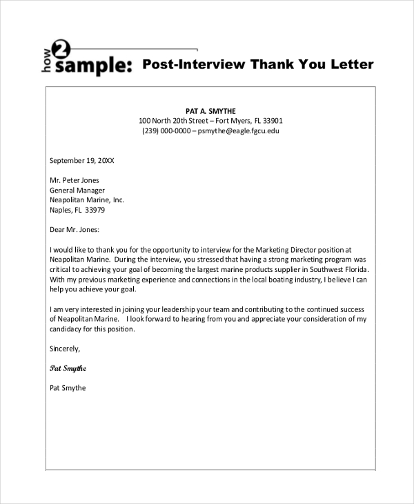 post interview thank you letter