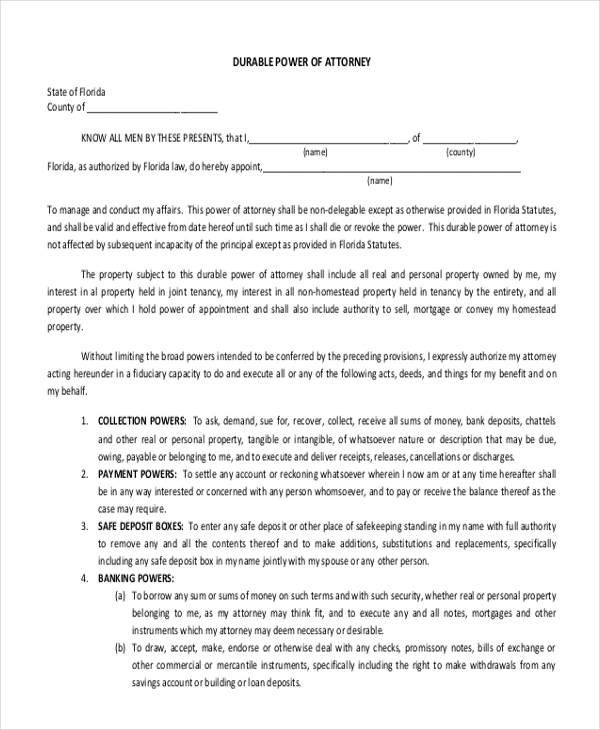 Free Printable Durable Power Of Attorney Forms