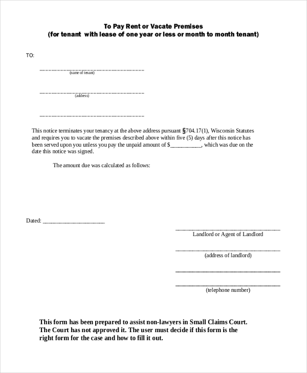 FREE 8+ Eviction Notice Forms & Samples in MS Word | PDF