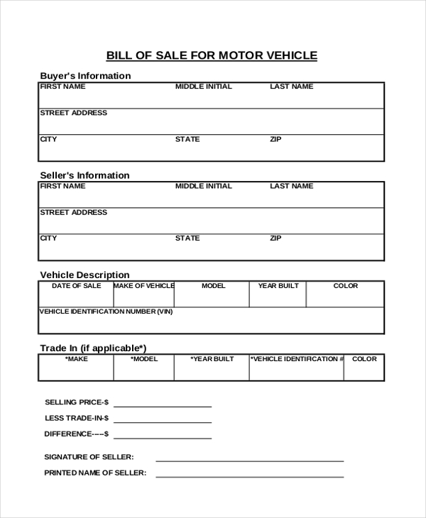 FREE 10+ Sample Printable Bill of Sale Forms in PDF | MS Word