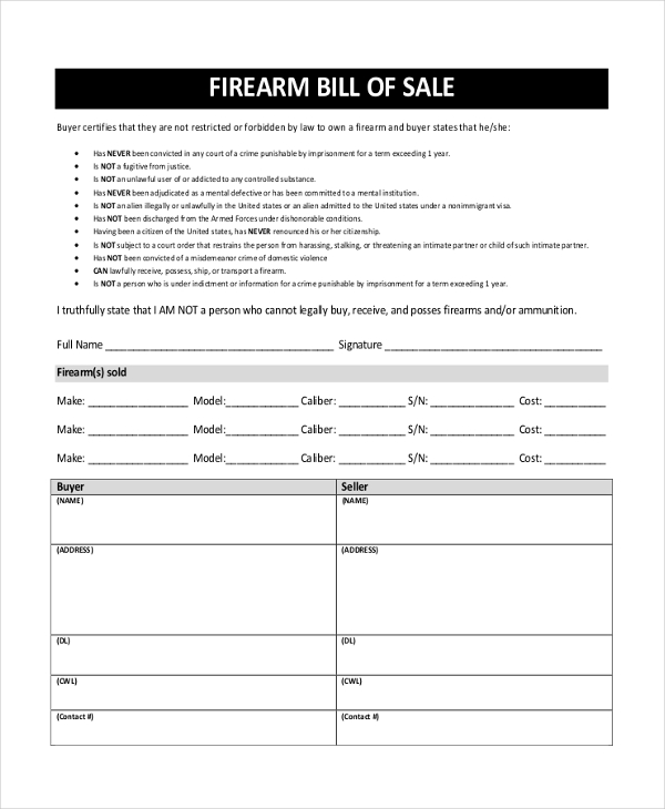 private gun sale bill of sale1