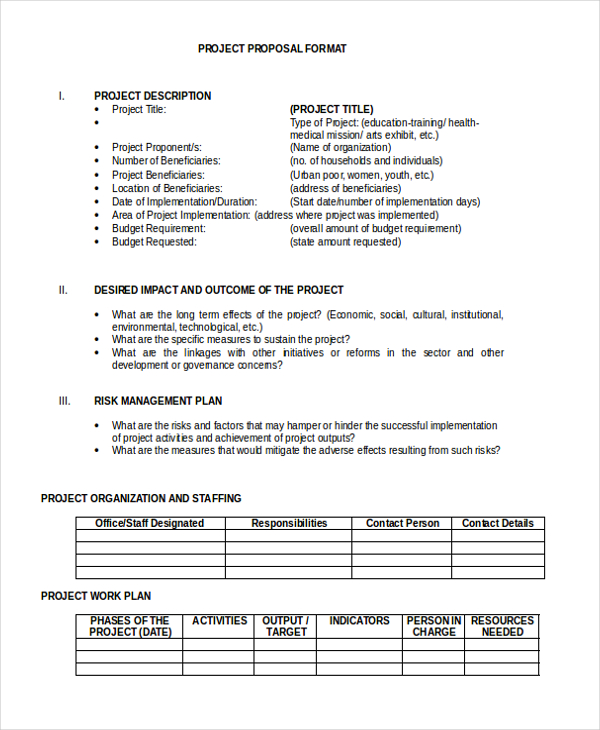 project proposal format