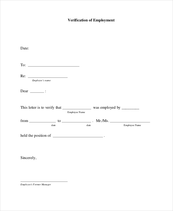 proof of employment letter format