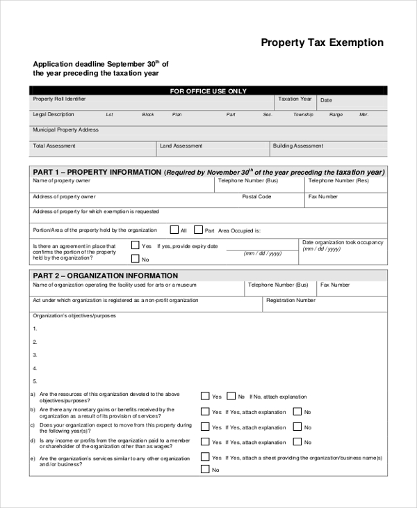 Free 10 Sample Tax Exemption Forms In Pdf Ms Word 1929