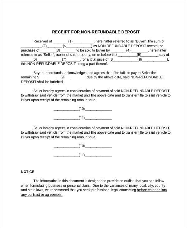 FREE 12 Sample Deposit Receipt Forms In PDF Excel MS Word