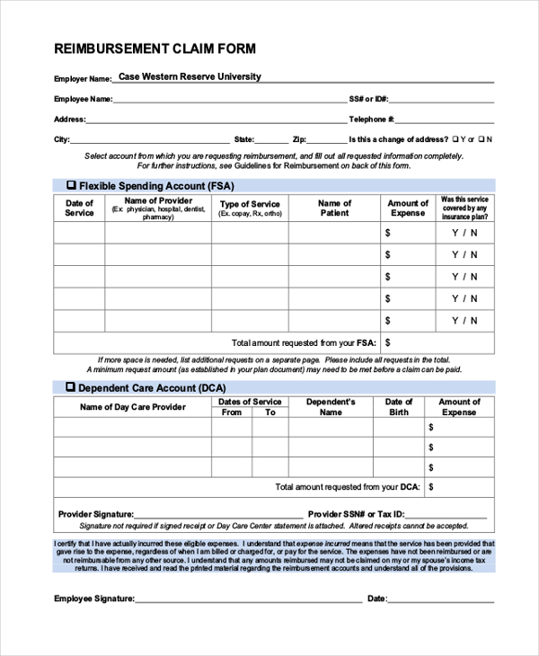 Reimbursement Form Template Word Fresh 26 Sample Clai Vrogue co