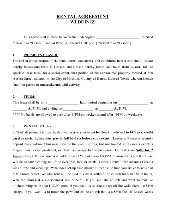 FREE 13+ Simple Rental Agreement Forms in PDF | MS Word