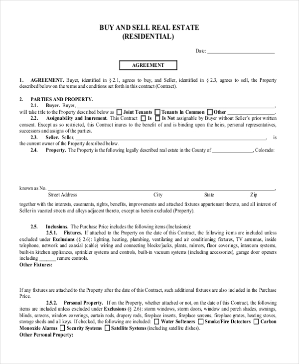 Free 8 Sample Buy Sell Agreement Forms In Ms Word Pdf Pages