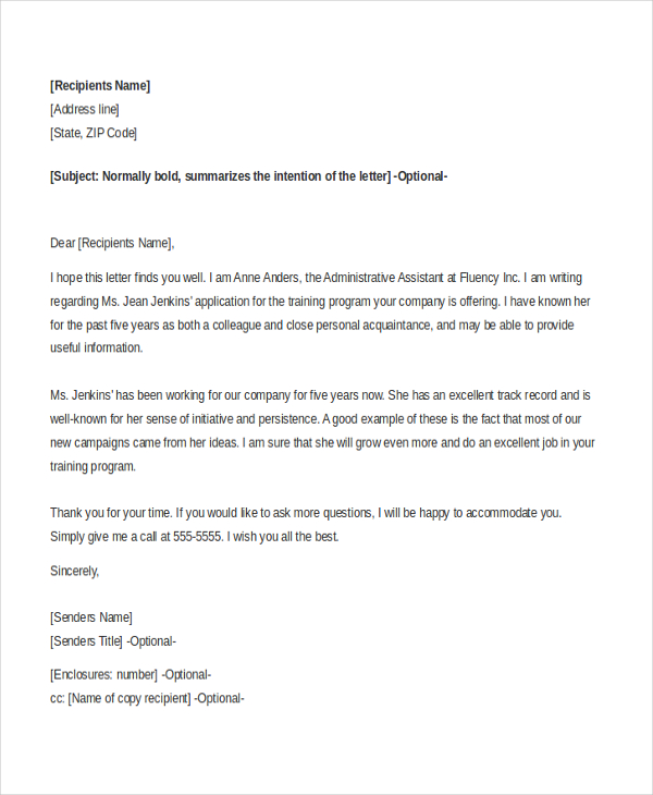 Sample Letter Of Recommendation Employee from images.sampleforms.com