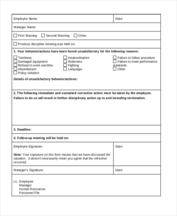 Free 8 Sample Employee Write Up Forms In Pdf Ms Word Hot Sex Picture 7048