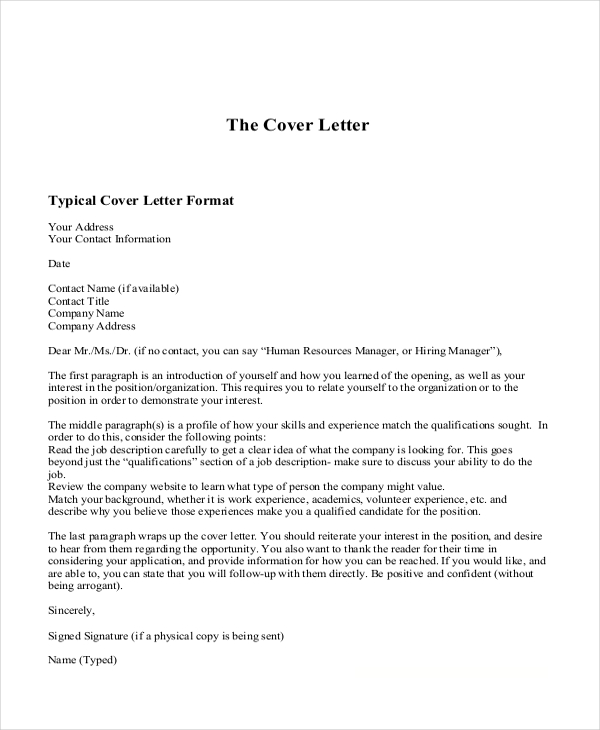 Free 14 Sample Example Cover Letters In Pdf Ms Word Excel