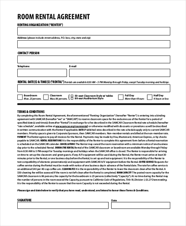FREE 10+ Sample Room Rental Agreement Forms in PDF | MS Word