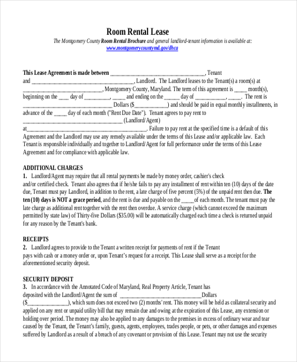 Free 10 Sample Room Rental Agreement Forms In Pdf Ms Word 3909