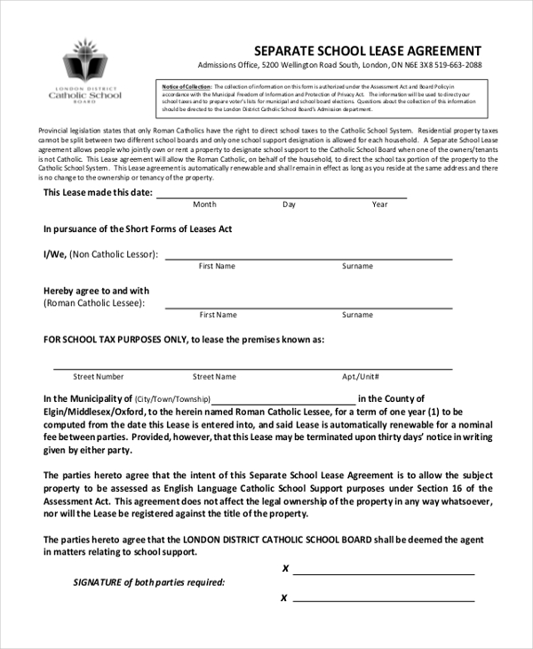 agreement lease simple separate form forms pdf ldcsb
