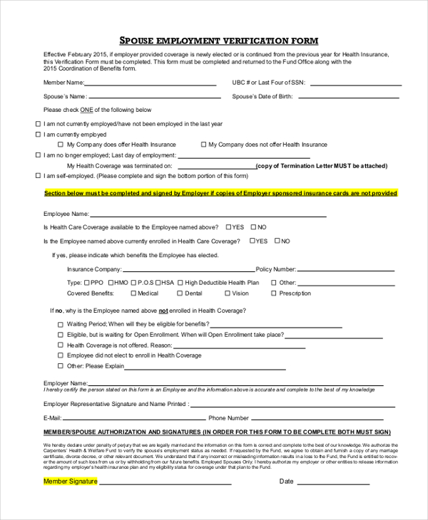 spouse employment verification form1