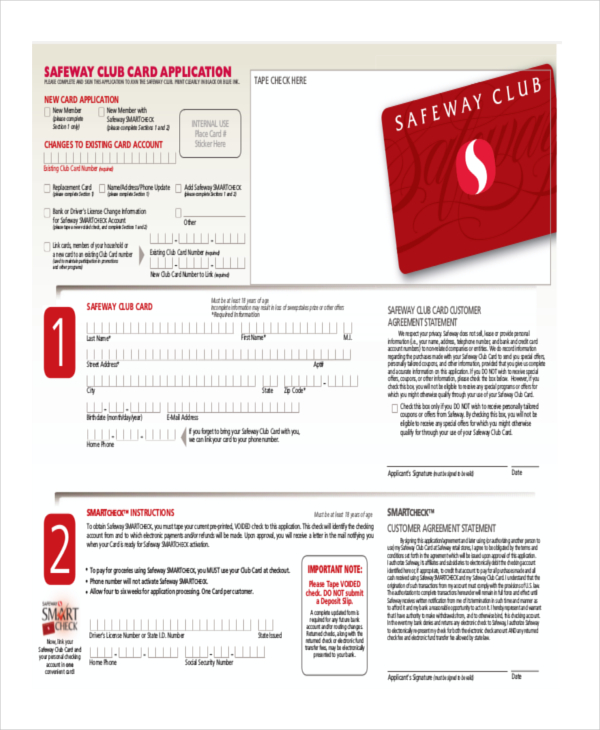 safeway club card application