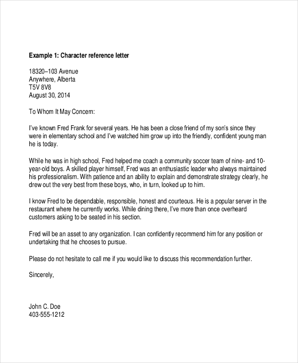 How To Make A Character Reference Letter