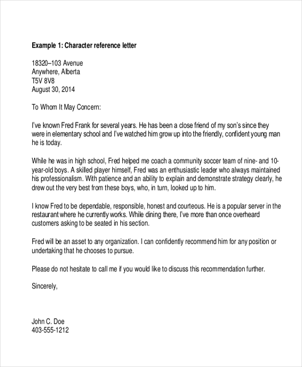 FREE 12+ Reference Letter Samples, PDF, MS Word, Google Docs