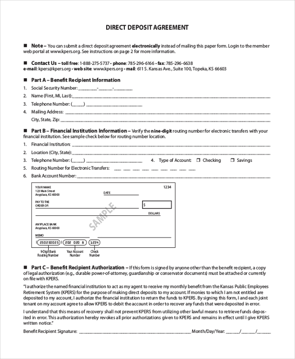 FREE 12+ Direct Deposit Form Samples in PDF MS Word Excel
