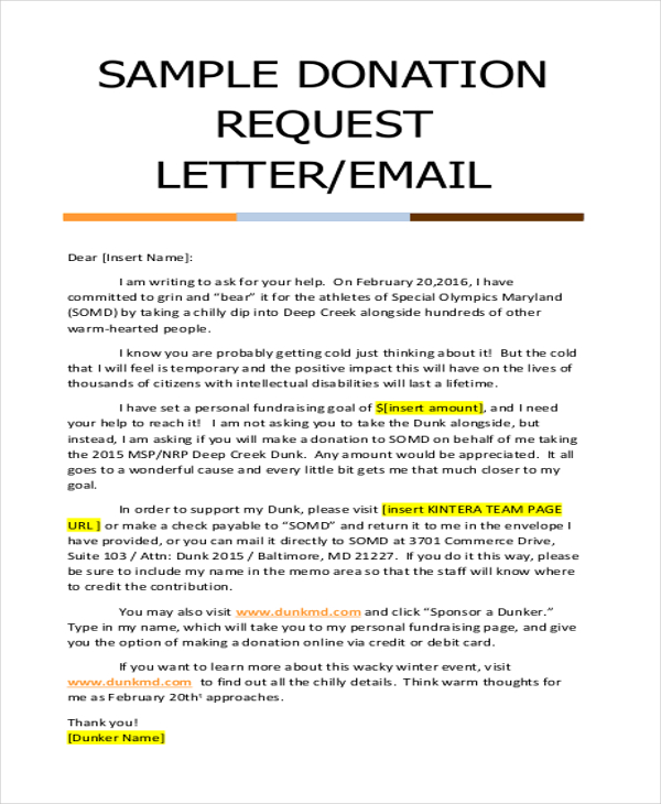 Sample donation request letter