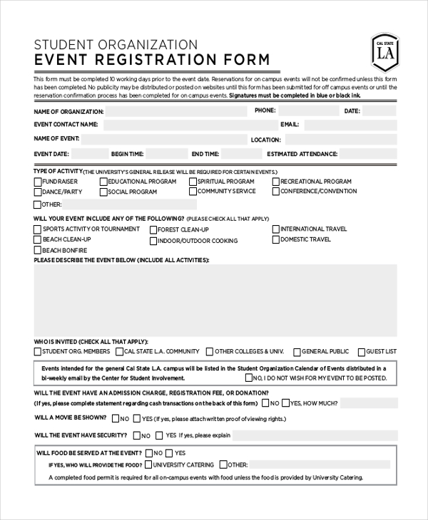 FREE 12+ Sample Registration Forms in PDF MS Word Excel