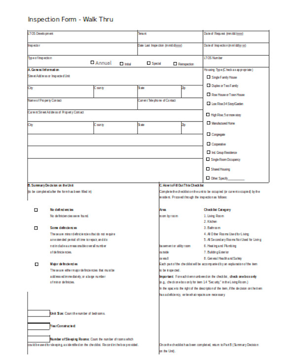 sample physical inspection form