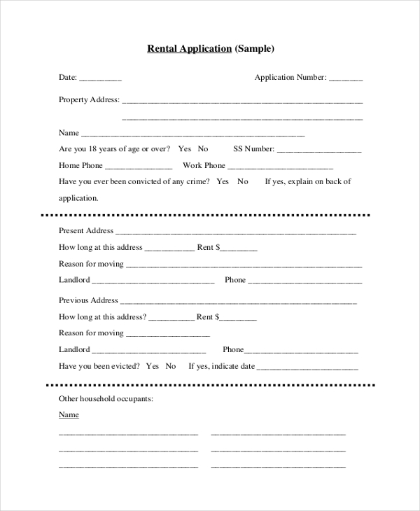 Free 13 Sample Rental Application Forms In Pdf Excel Ms Word 1870