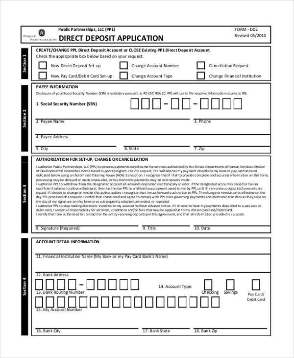 Free 12 Direct Deposit Form Samples In Pdf Ms Word Excel 1350