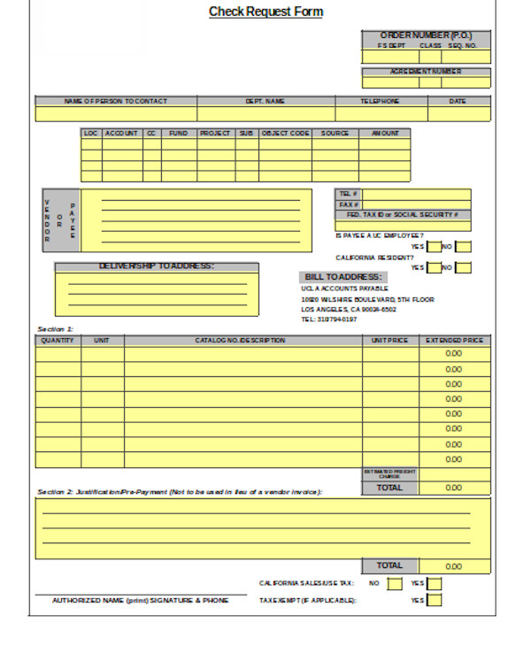 FREE 11 Sample Check Request Forms In PDF MS Word Excel Fillable Check ...