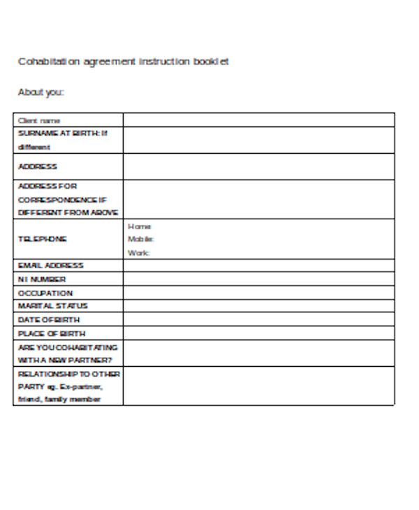 simple cohabitation agreement form
