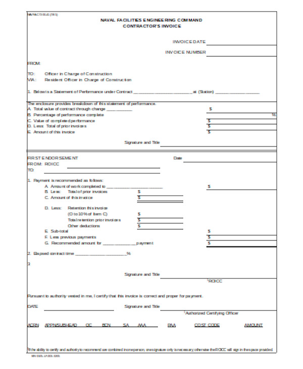 simple contractor invoice form