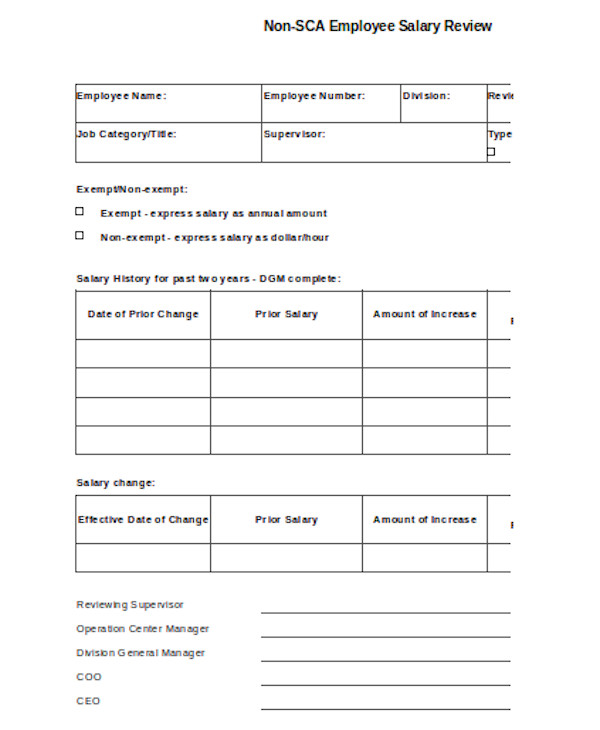 simple employee salary review form