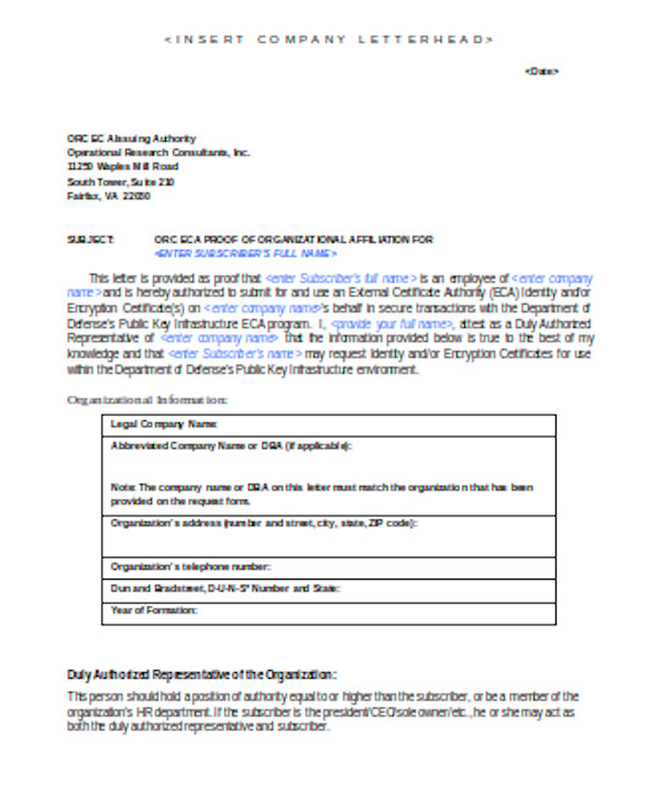 simple employment proof letter