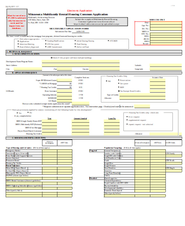 Free 12 Sample Housing Application Forms In Pdf Ms Word Excel 1377