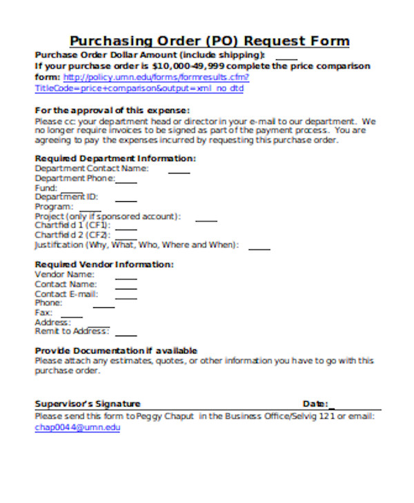 simple purchase order form