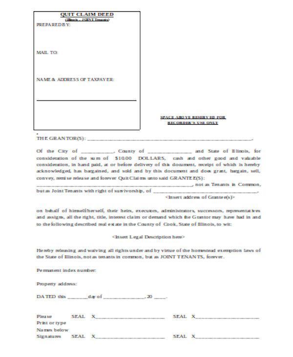 simple quick claim deed form