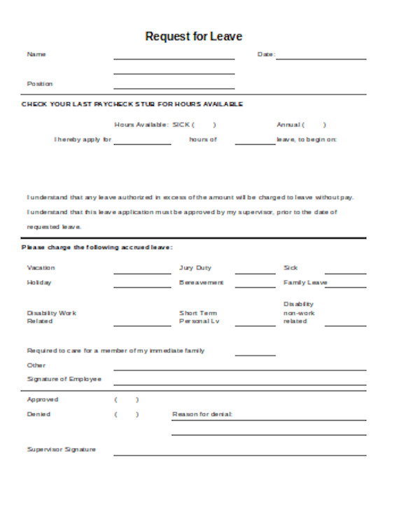 FREE 14+ Leave Request Form Samples, PDF, MS Word, Google Docs, Excel