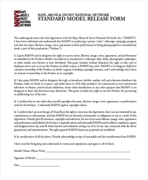 standard model release form