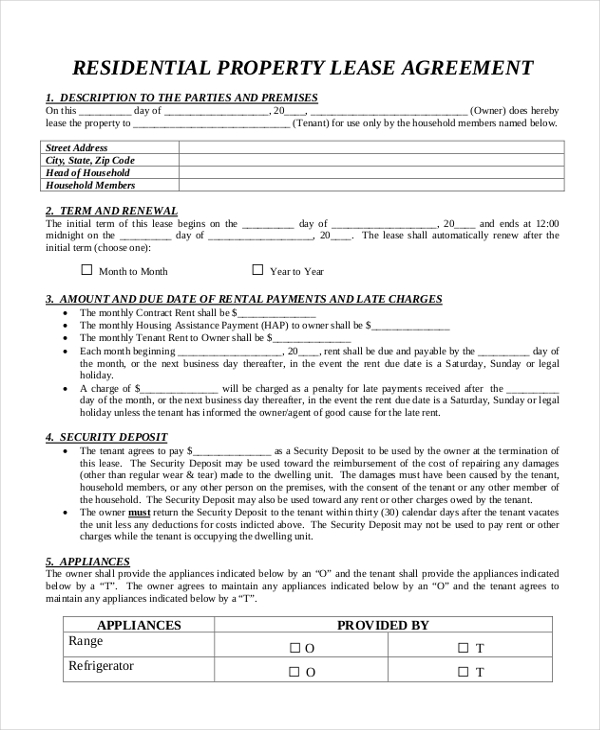 FREE 11+ Sample Residential Lease Forms in PDF MS Word