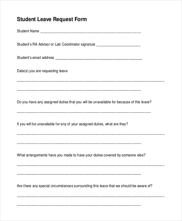 student leave request form